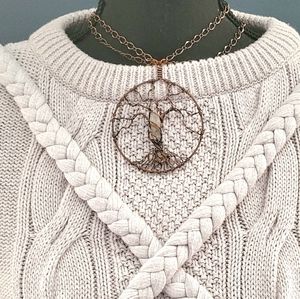 Tree of life with quartz wire wrapped necklace